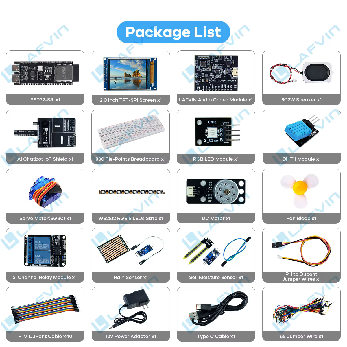 LAFVIN AI Chatbot Kit de bricolage pour la programmation Arduino Kit de démarrage AIoT Module ESP32-S3