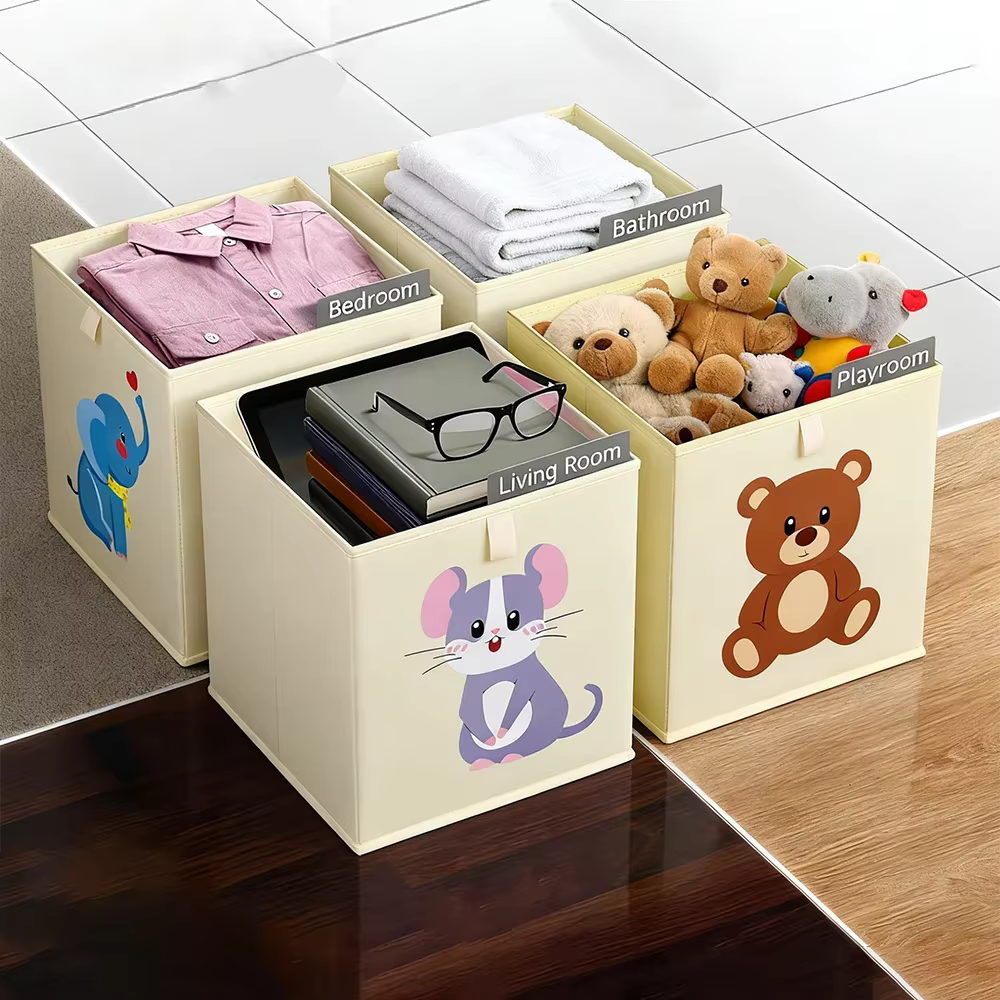 Boîtes de rangement pour articles divers de grande capacité, style dessin animé, boîte de rangement pour jouets d'enfants, pour chambre d'enfant, salle de jeux, salon