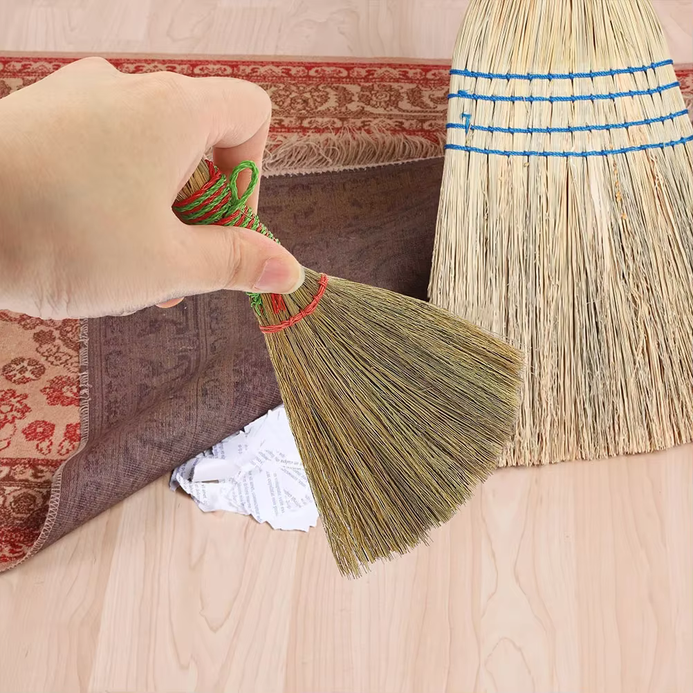 Balai de nettoyage de cuisine, 3 pièces, petit plumeau fait à la main, fouet Portable, balai de sorcières Miscanthus, Mini balai