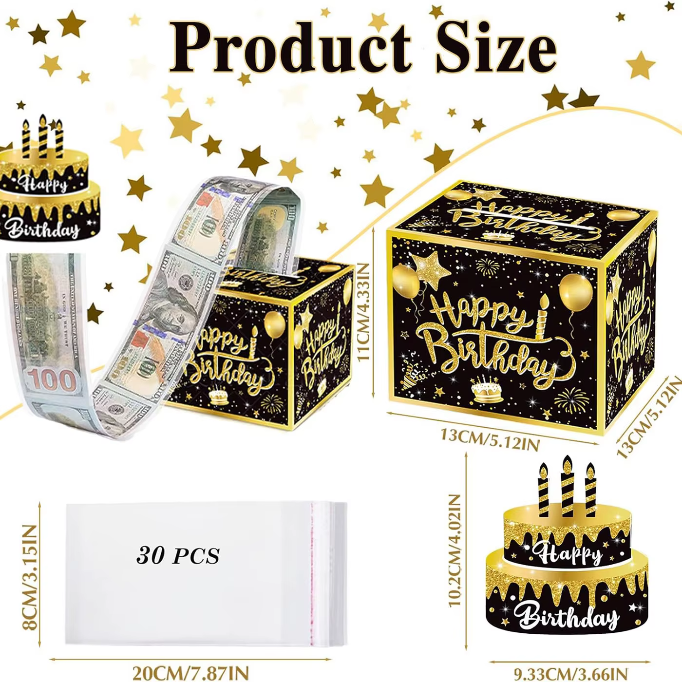 Coffret cadeau d'anniversaire avec carte à gâteau, 1 pièce, tirelire à pompage drôle, cadeaux d'anniversaire créatifs pour hommes et femmes 