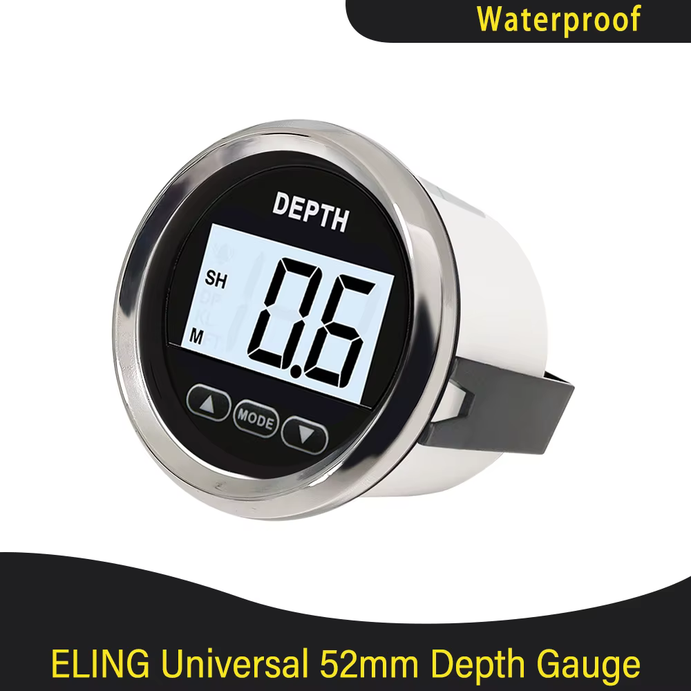 Indicateur de jauge de profondeur numérique Marine 52mm avec transducteur et rétro-éclairage blanc pour Yachts bateaux de pêche universels 12V