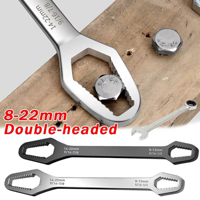 Clé universelle à double extrémité, auto-ajustable 3-17 mm, 8-22 mm, clé de réparation pour écrous, clé à cliquet à double tête, réglable