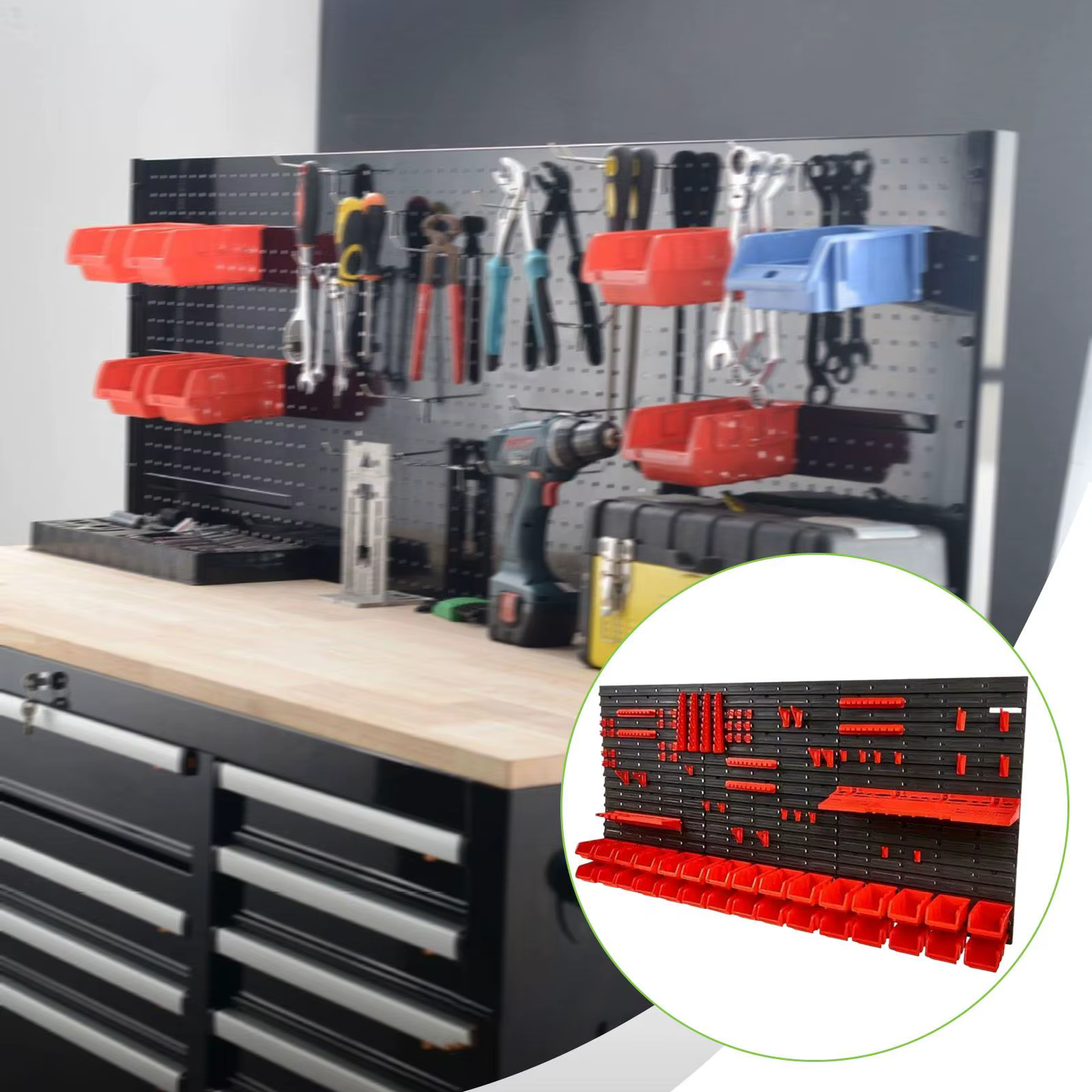 Organisateur d'outils mural en plastique ABS avec tiroirs pour garage et atelier