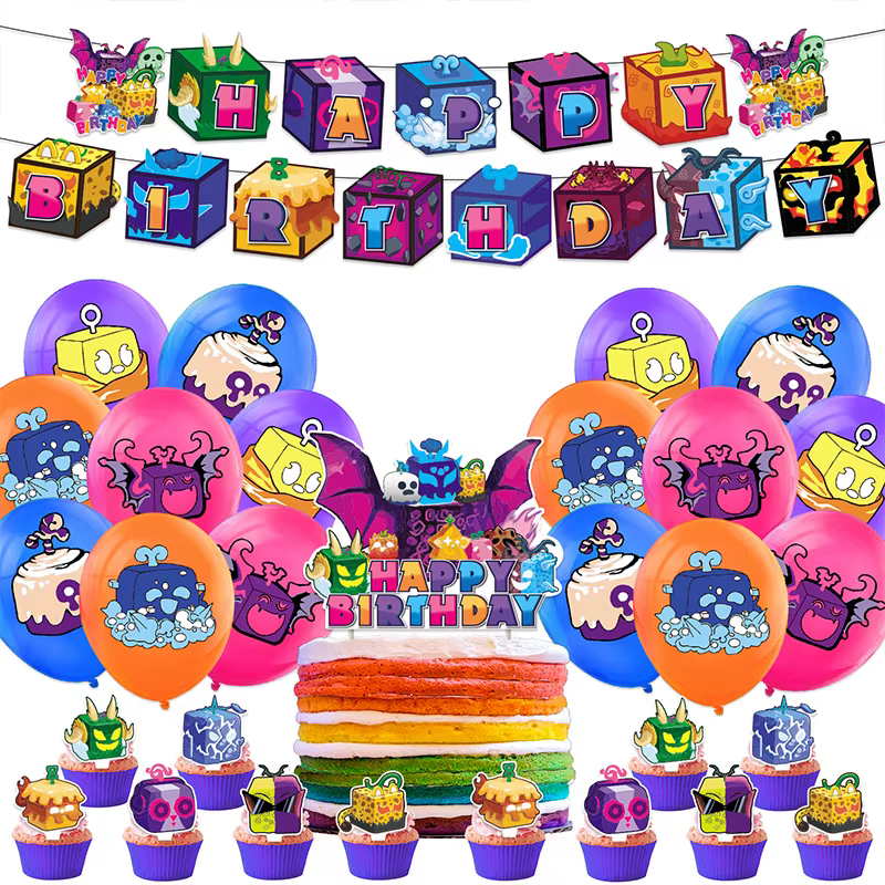 Ensemble de décoration de fête d'anniversaire sur le thème des fruits Blox