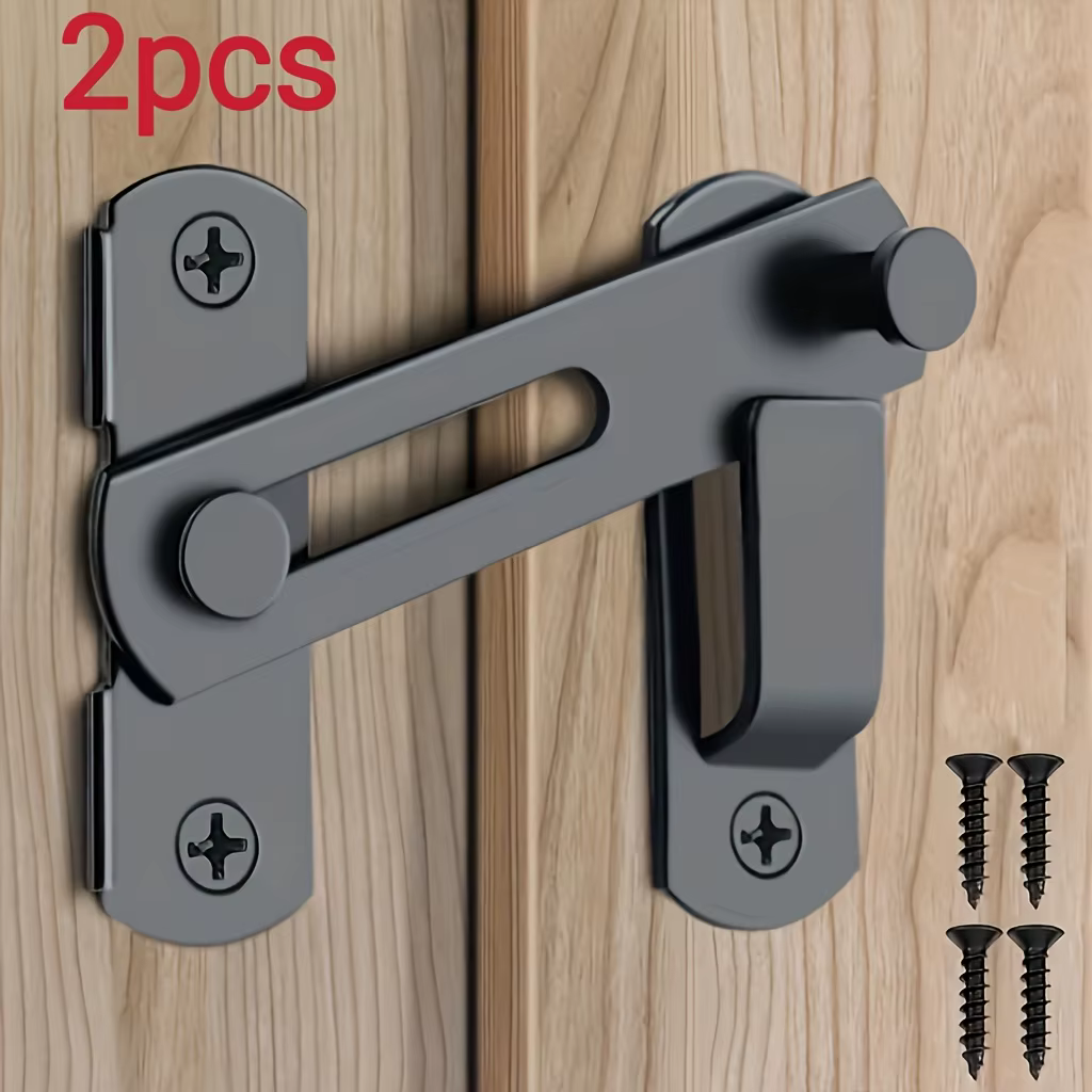 Serrure de grange en acier inoxydable 1 pièce - 180 ° Loquet rabattable pour garage/salle de bain. 2 clés antivol