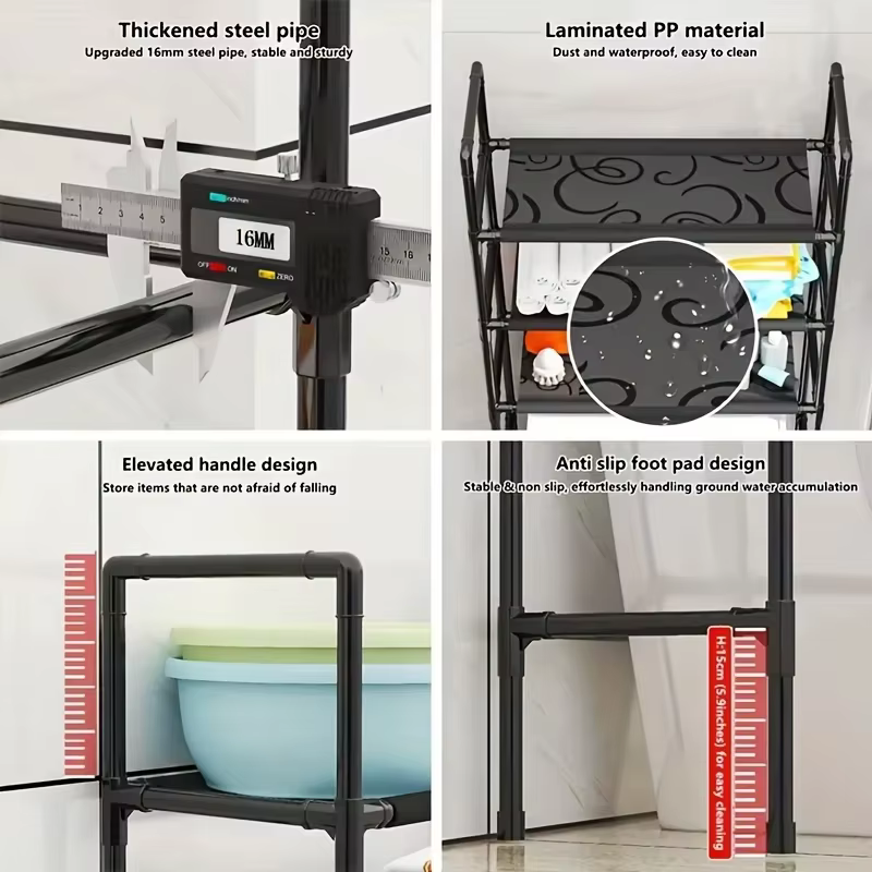 Étagère de rangement pour salle de bain à 3 niveaux