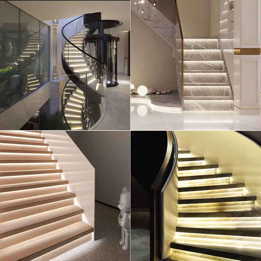 1-28 étapes capteur LED lumière d'escalier PIR capteur de mouvement éclairage d'escalier COB LED bande Kit avec prise pour intérieur LED escalier lumière