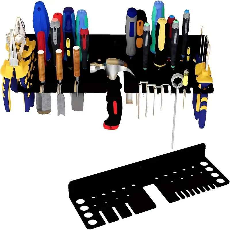 Étagère de rangement murale pour garage et atelier avec supports pour vis et marteaux - Organisateur d'outils en métal robuste et peu encombrant