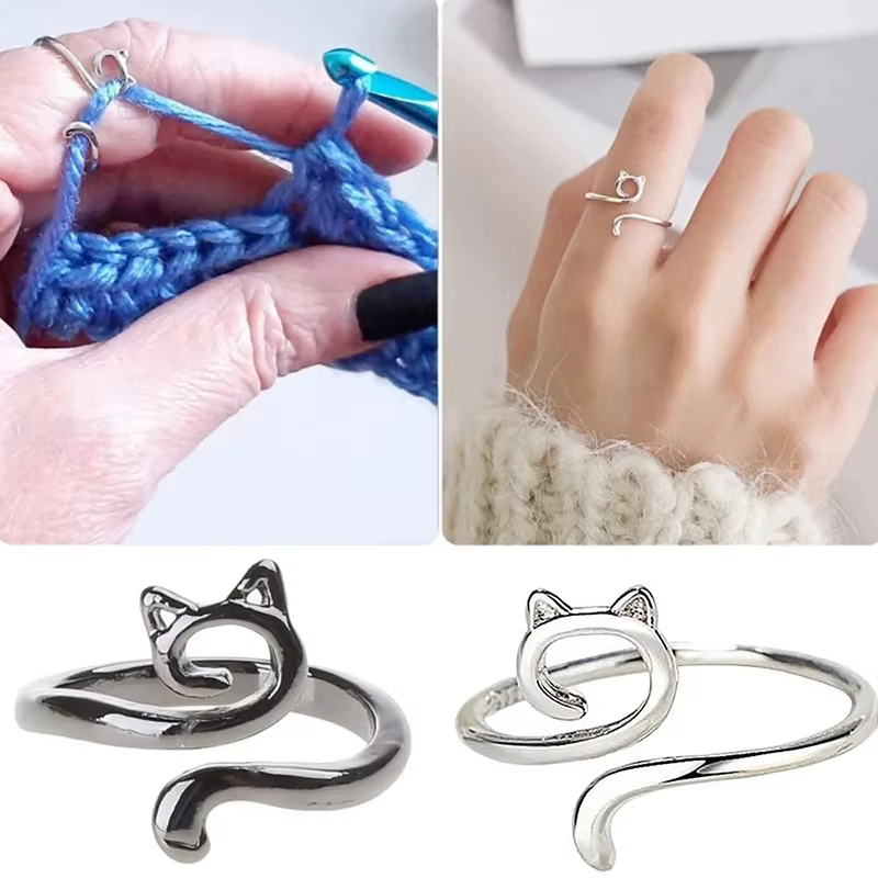Anneau de fil de crochet d'oreille de chat