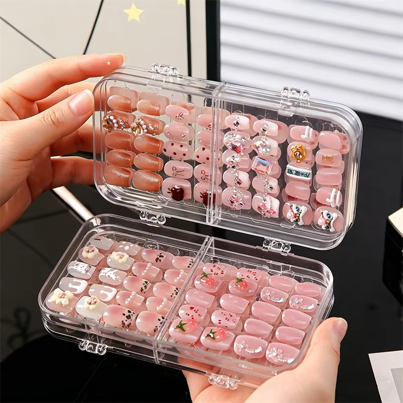 Boîte de rangement pour nail art, organisateur transparent anti-poussière, plateau de coiffeuse pliable en trois pour le rangement et la présentation de bijoux