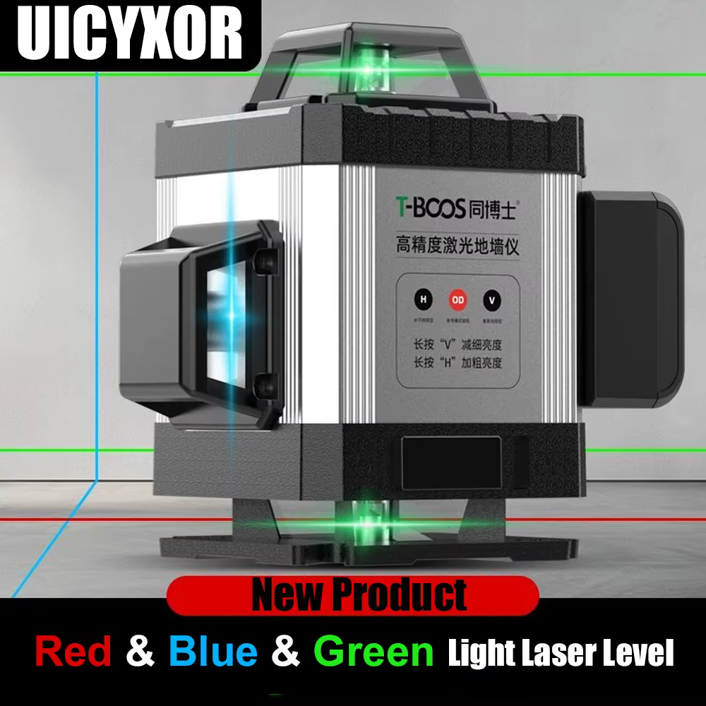 Niveau laser professionnel 4D à faisceau bleu/rouge/vert