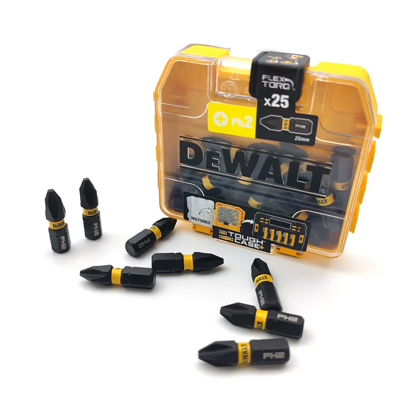 DEWALT DT70555T FLEXTORQ PH2 25mm tournevis à percussion entraînement 25 pièces ensemble d'embouts avec Mini boîte de rangement attaches accessoires pour outils électriques