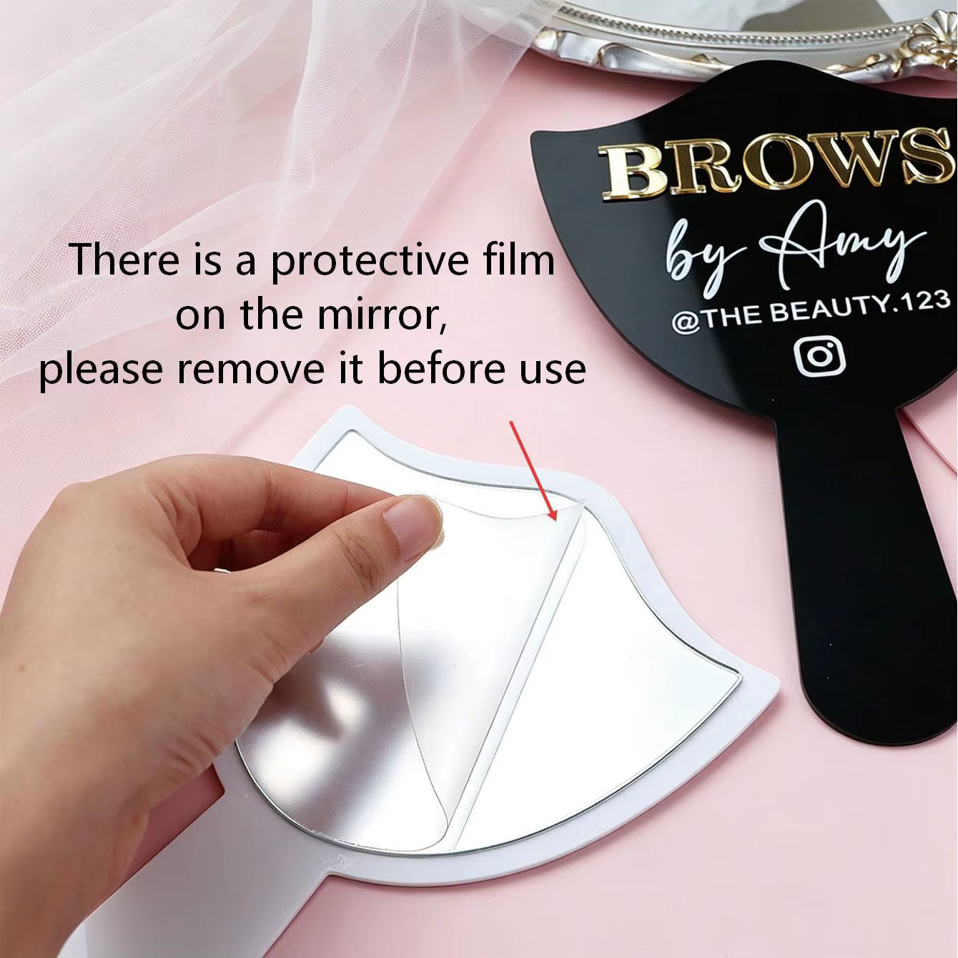 Miroir de poche personnalisé pour technicien en cils