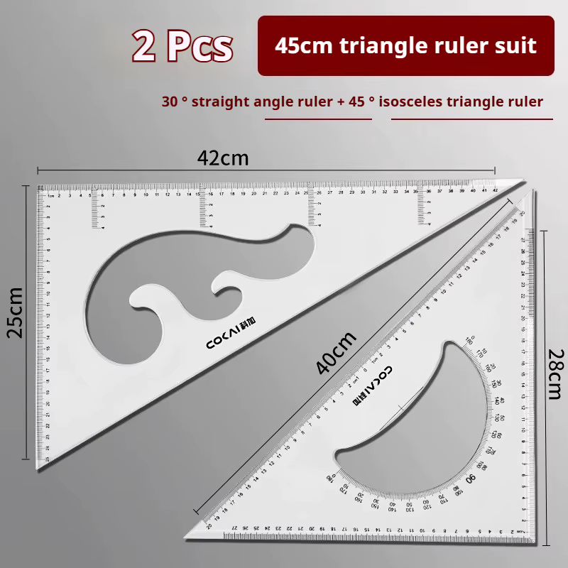 Règle triangulaire, règle d'angle d'épaississement à 90 degrés