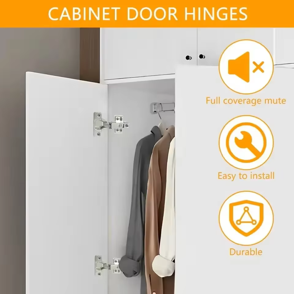 1PC Charnières de porte d'armoire avec amortisseur de fermeture douce pour meuble de cuisine et autres meubles