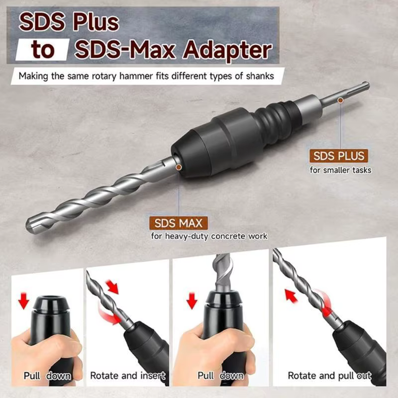 Adaptateur polyvalent SDSPlus à SDSMax 652F pour outil conversion perceuse à percussion électrique