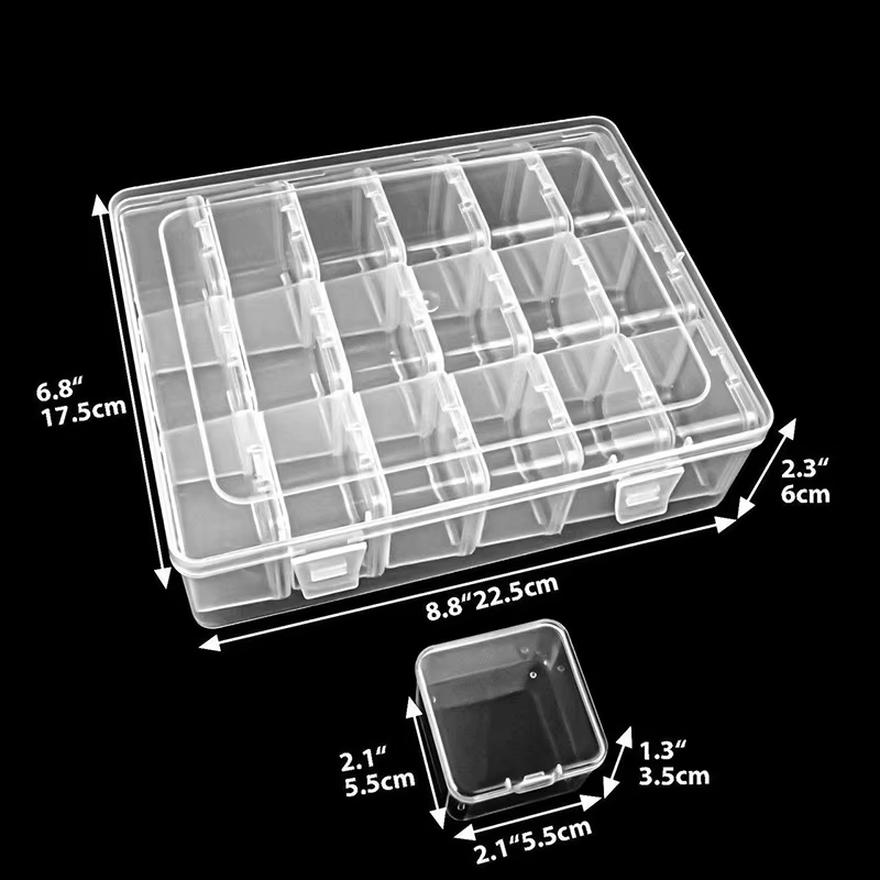 Boîte de rangement transparente à 18 compartiments grande capacité