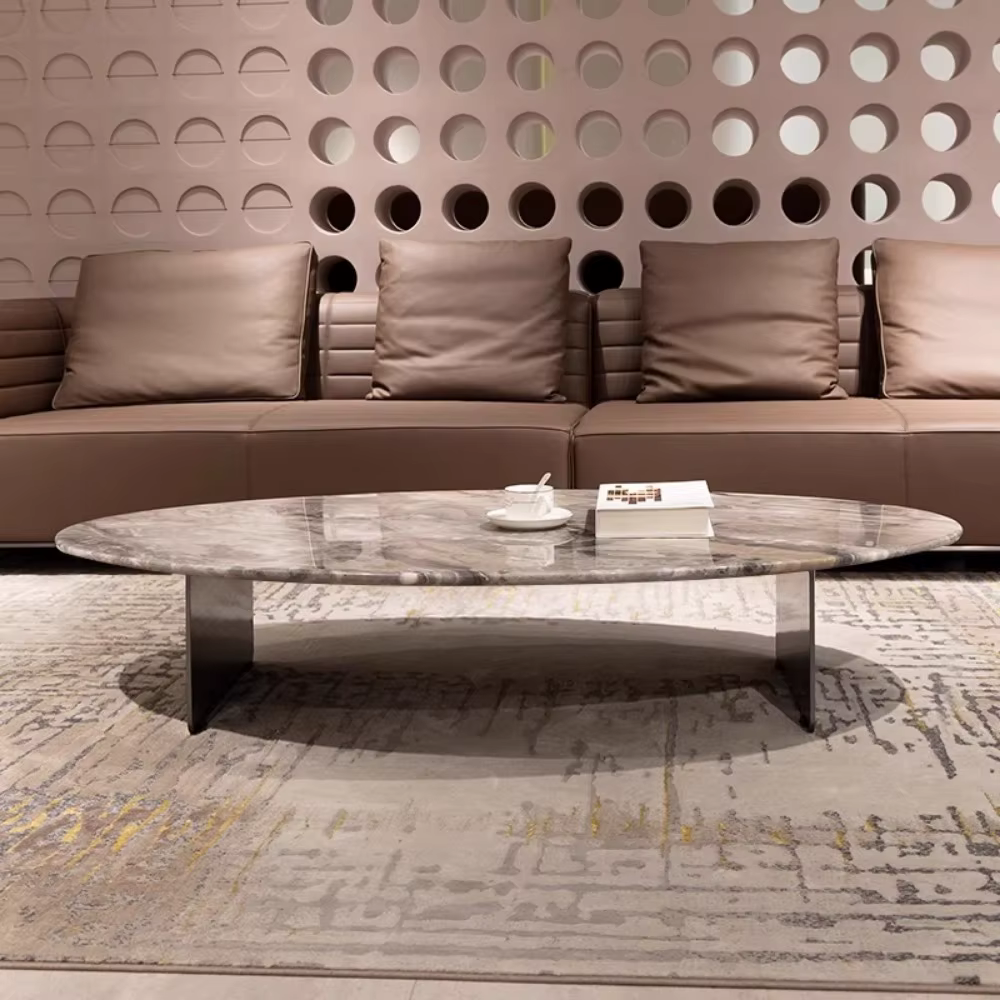 Table basse ovale nordique Design organisateur Tables minimalistes italiennes marbre Premium Mesa De Centro De Sala meubles De maison
