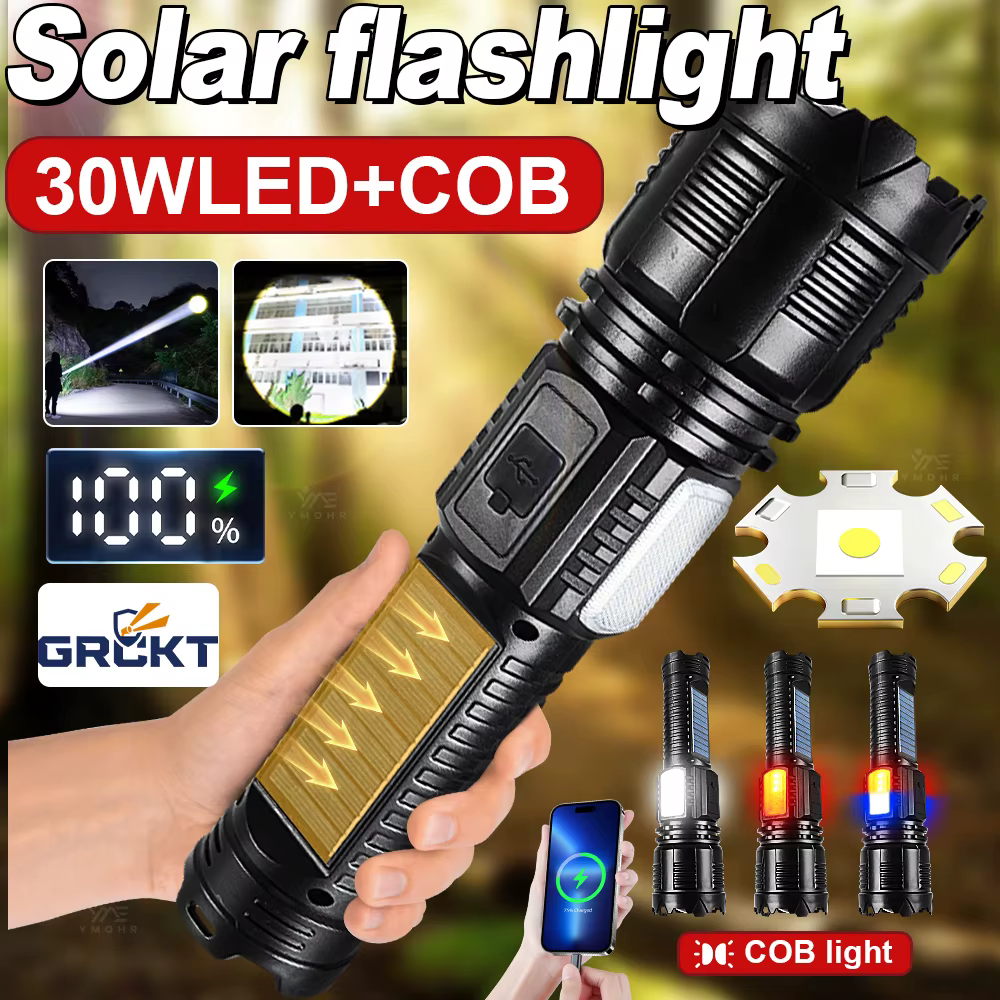 Lampe de poche LED à recharge solaire