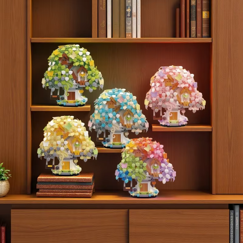 705 pièces, 5 types de blocs de construction en forme de maison dans les arbres Sakura