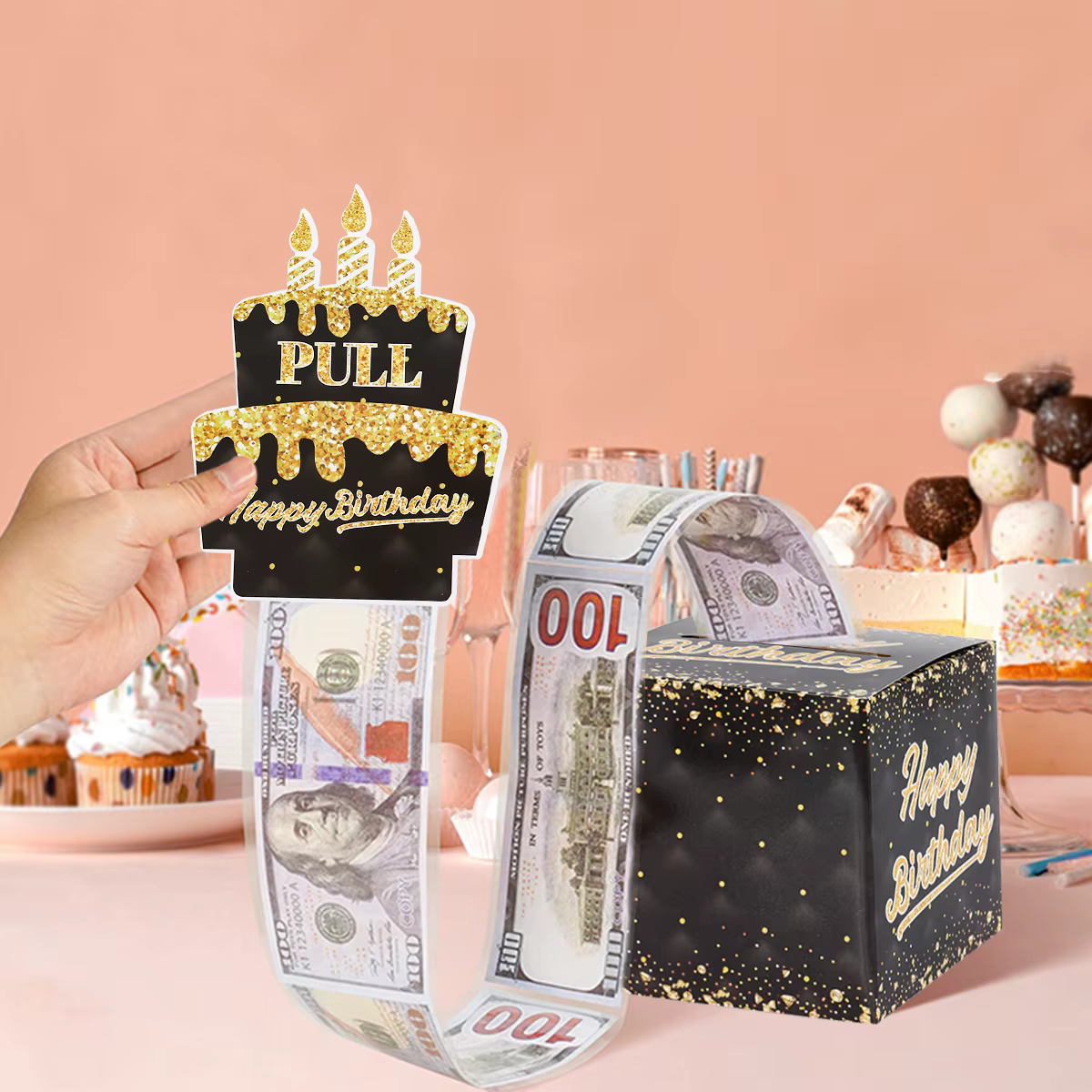 Boîte-cadeau d'anniversaire avec carte de gâteau, tirelire amusante, cadeaux d'anniversaire créatifs pour hommes et femmes, anniversaire des travailleurs, 1PC