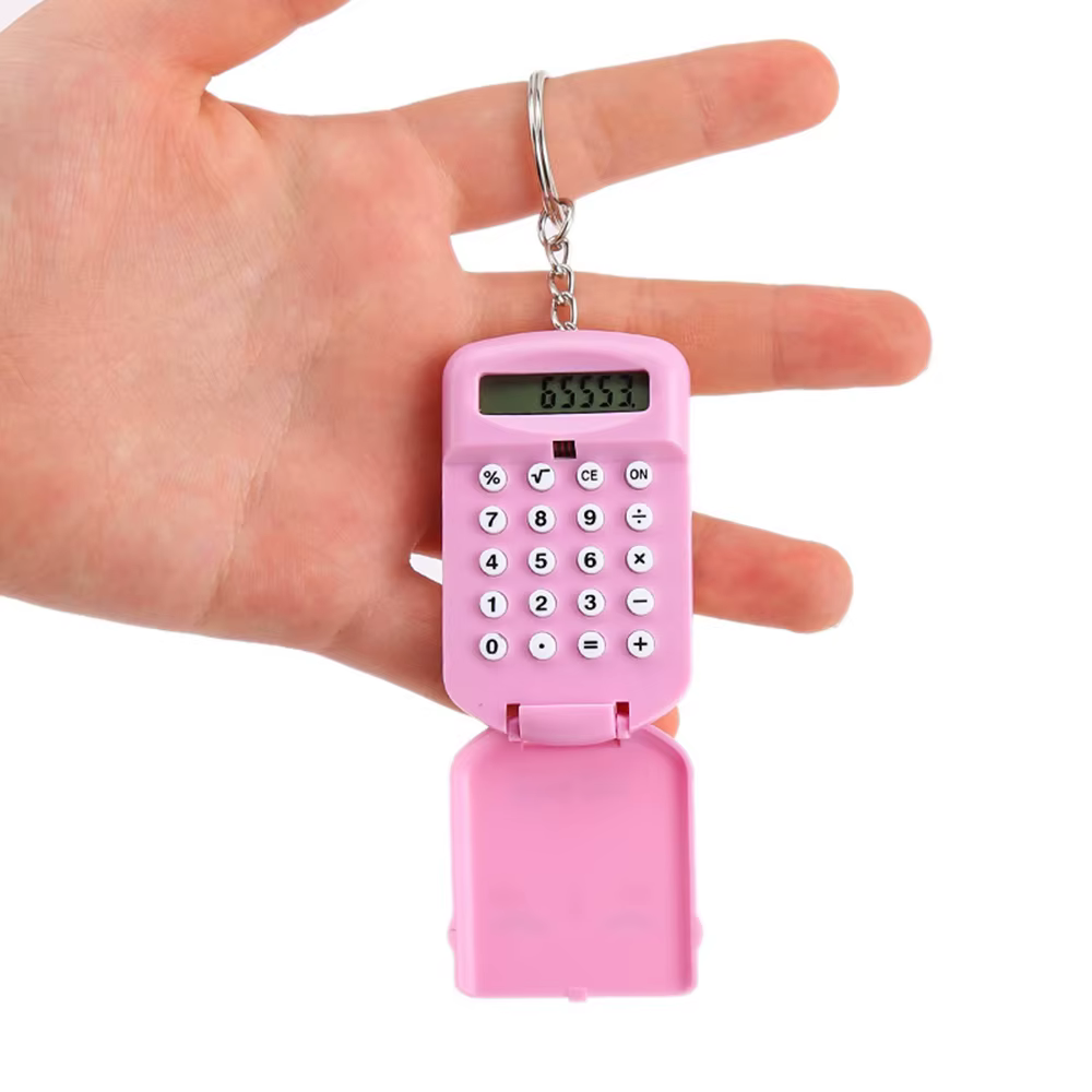 Mini calculatrice dessin animé mignon avec porte-clés affichage à 8 chiffres