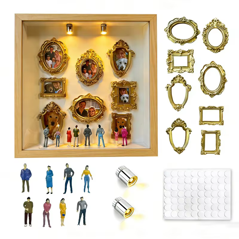 Kit de présentation créatif DIY Mini Musée Silhouette Shadow Box avec cadres en bois – Cadeau pour Anniversaire