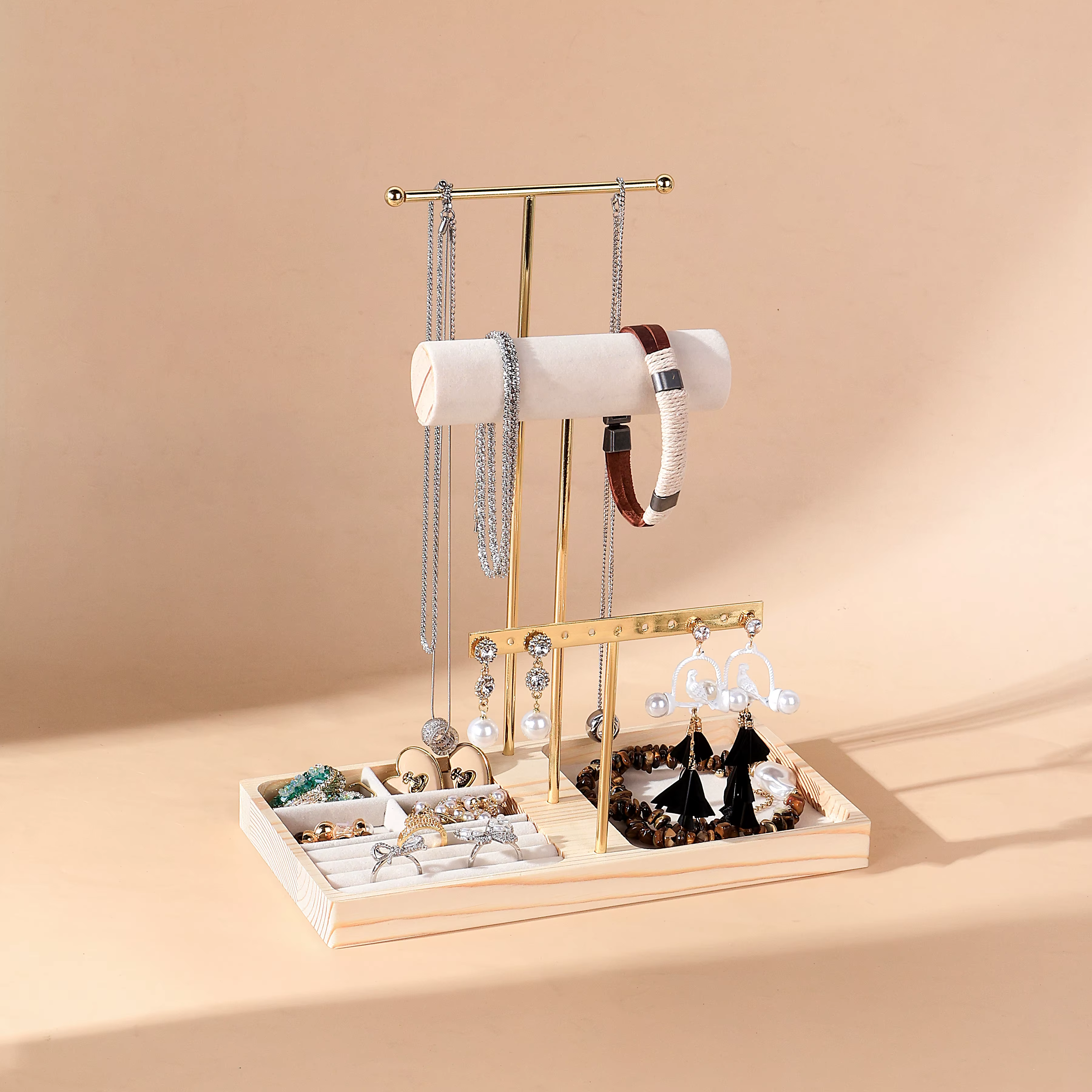 Organisateur de porte-colliers Simple en bois et métal