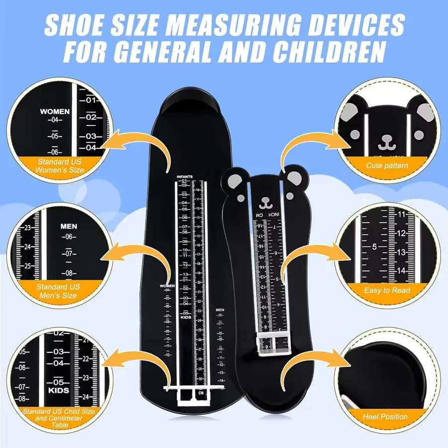 Appareil de mesure des pieds, règle de mesure des chaussures pour toute la famille, pour toutes les tailles, nourrissons, enfants, hommes, femmes, adultes, taille de chaussures standard américaine