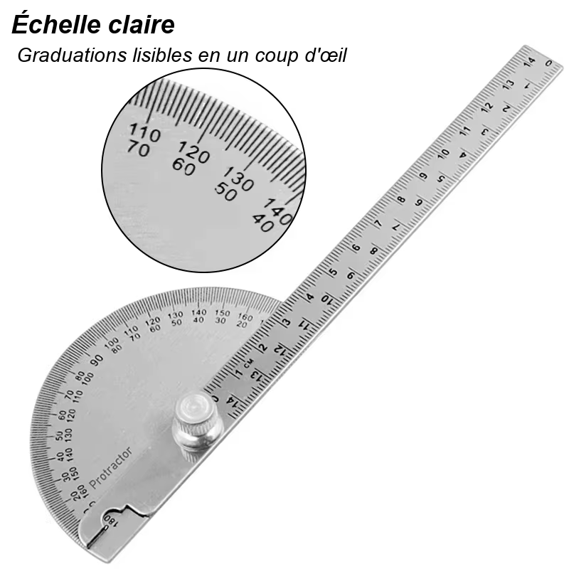 Règle de mesure d'angle en acier inoxydable