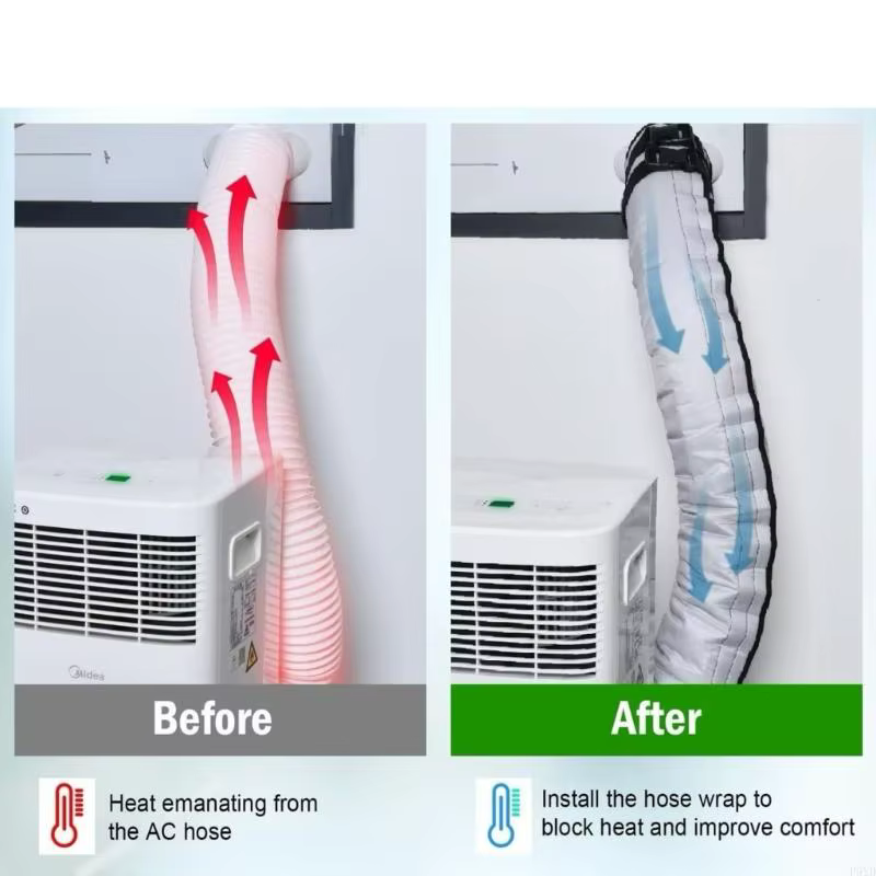 Manchette d'isolation à triple couche pour tuyau d'échappement du climatiseur portable Couverture d'évent conduit flexible