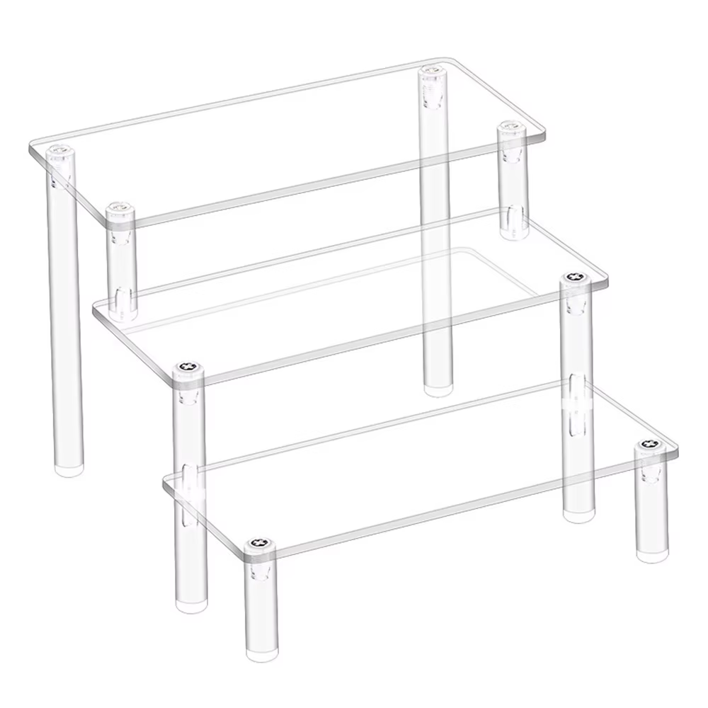 Étagère de présentation en acrylique à 1/2/3/4 niveaux, présentoir en acrylique transparent pour la présentation de cupcakes, de parfums, d'organisateur de boîtes aveugles, de maquillage