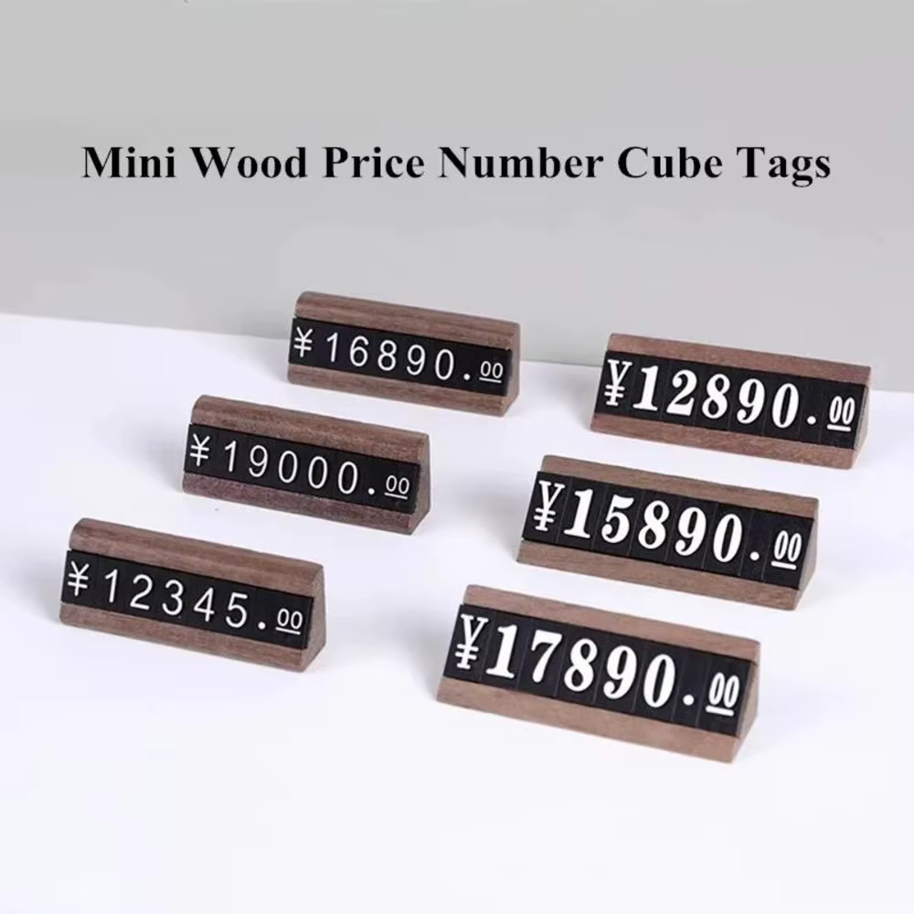 10 ensembles/boîte bijoux montre boutique numérique en plastique Base en bois prix Cubes étiquette petit