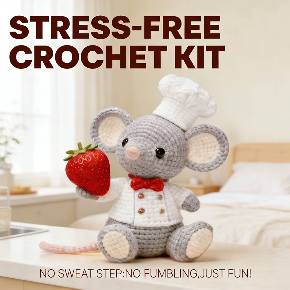 Kit de crochet Chef Mouse pour adultes débutants