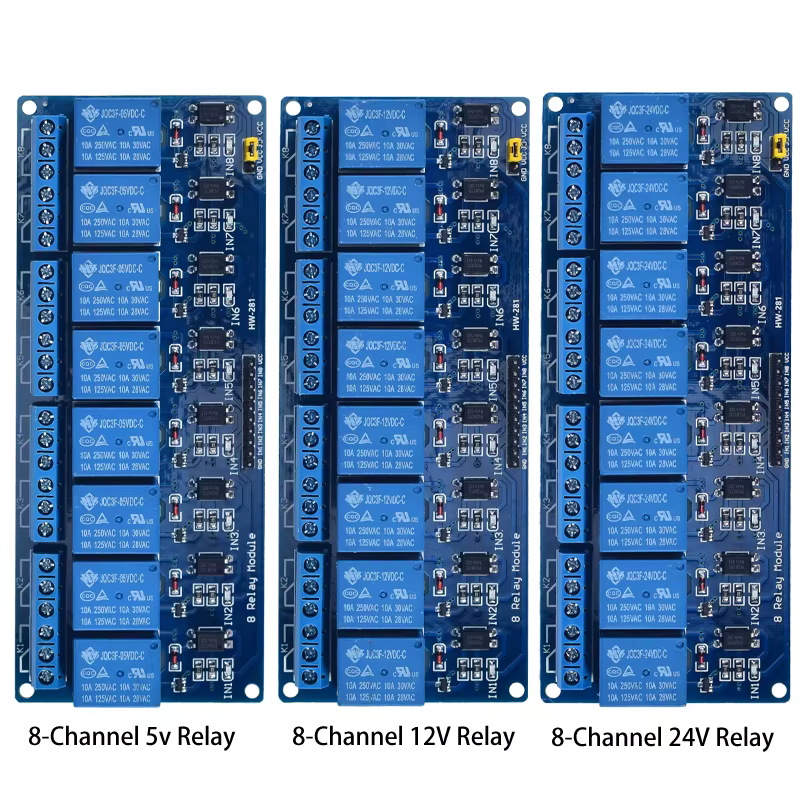 Bouclier de carte de Module de relais à 8 canaux DC 5V 12V 24V 1 2 4 6 avec optocoupleur/déclencheur de niveau haut et bas pour Arduino Raspberry