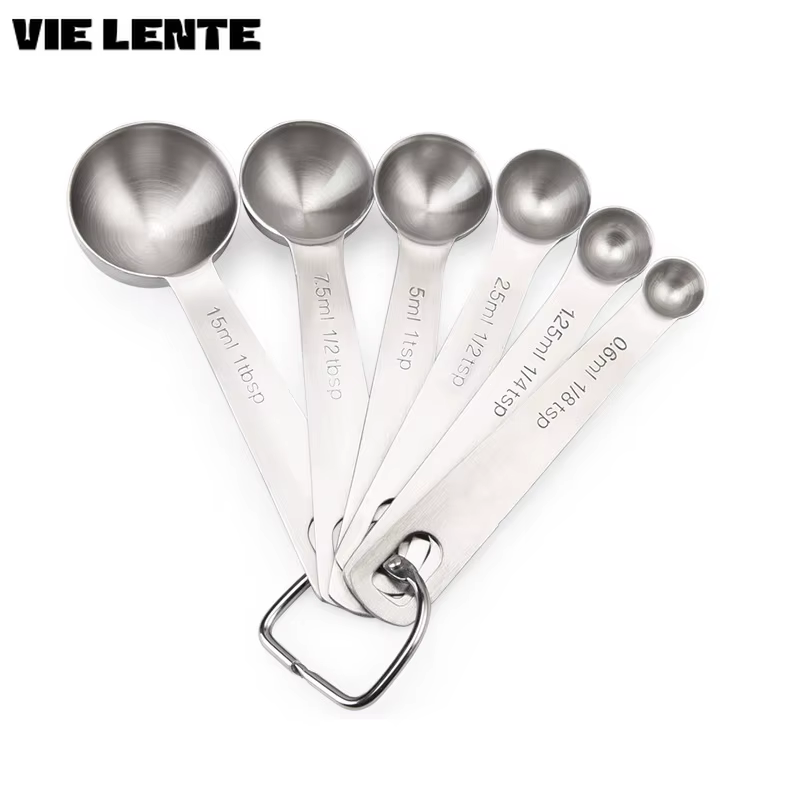 Ensemble de cuillères à mesurer en acier inoxydable de qualité alimentaire, sucre, café en poudre, cuillère à mesurer pour épices, outils de cuisine, accessoires de cuisson, 6 pièces/ensemble