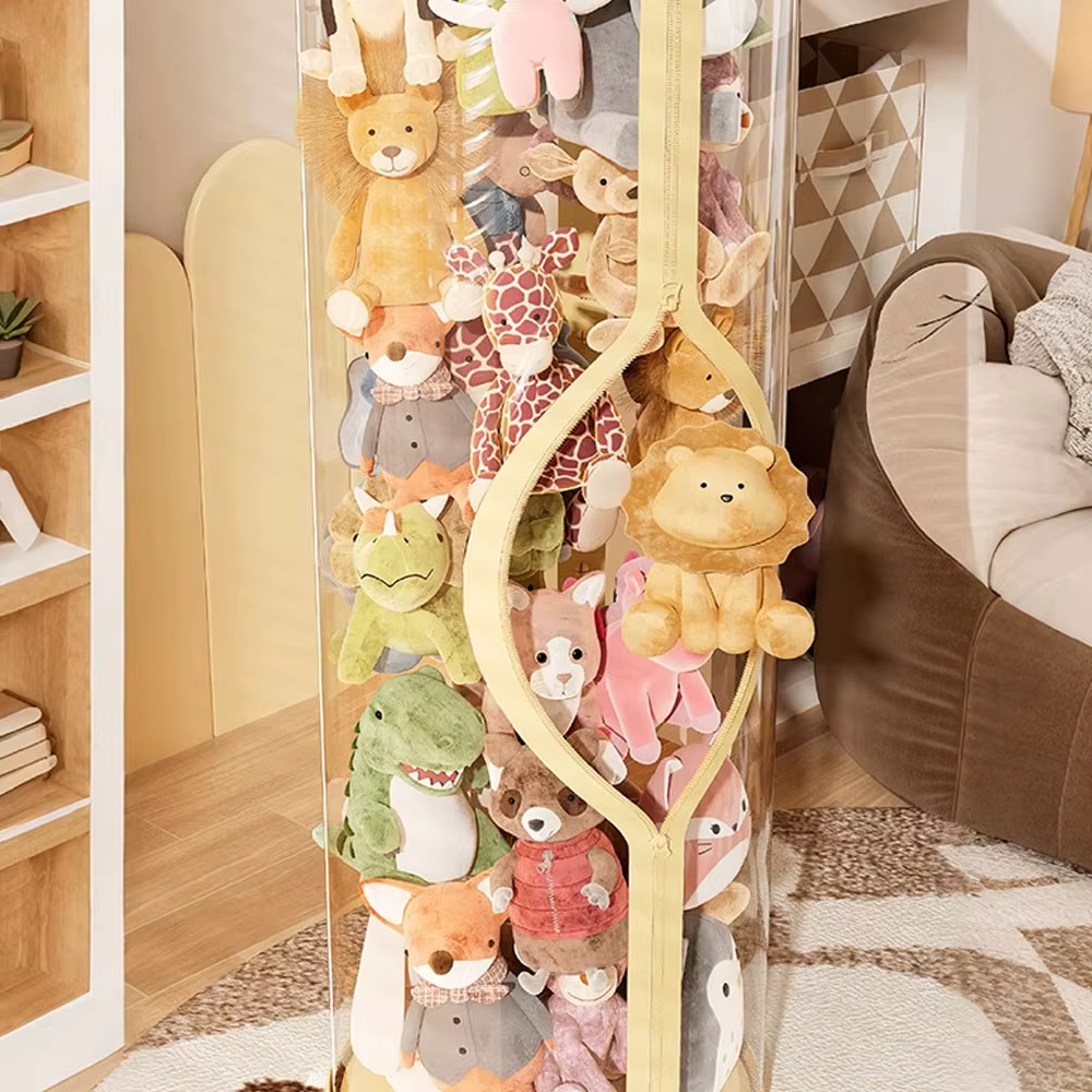 Boîte de rangement transparente pour poupées, tube de rangement pour jouets en peluche, organisateur de jouets pour enfants, bacs à fermeture éclair DIY, cadeau de Noël pour enfant