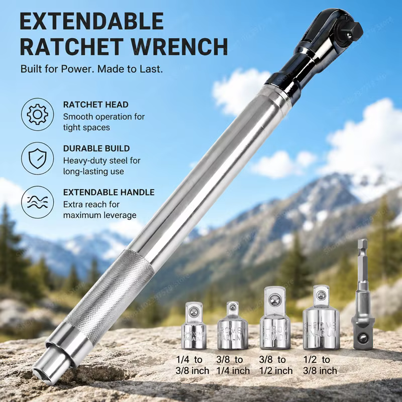 Clé à cliquet multifonctionnelle extensible
