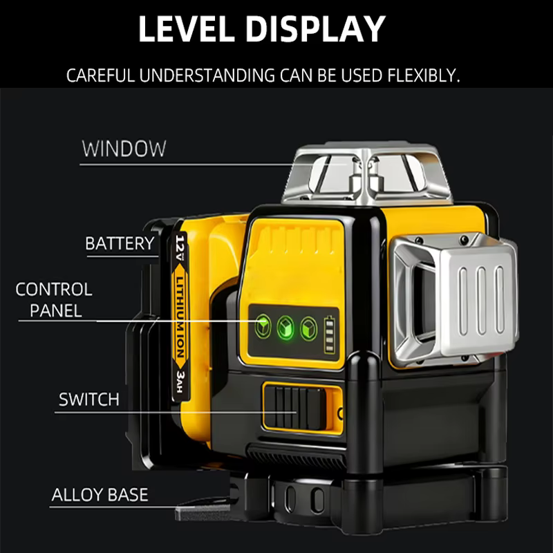 Niveau laser à 12 lignes pour DEWALT DW089LG, niveau laser auto-nivelant 360° horizontal et vertical, batterie 12V