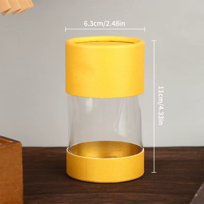 1 pièce – Boîte d'emballage universelle en tube de PVC transparent pour bouteille d'huile essentielle, boîte cadeau cylindrique en papier kraft, boîte à thé en papier