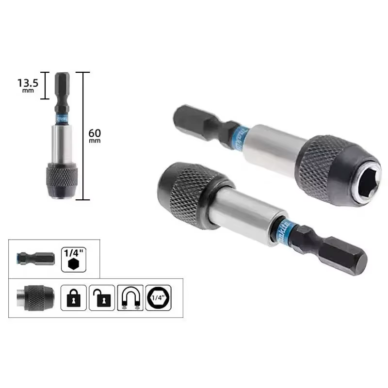 MAKITA E-08791 Impact noir Bit 60MM support 1/4 "poignée hexagonale manchon magnétique broche d'entraînement perceuse électrique accessoires adaptateur