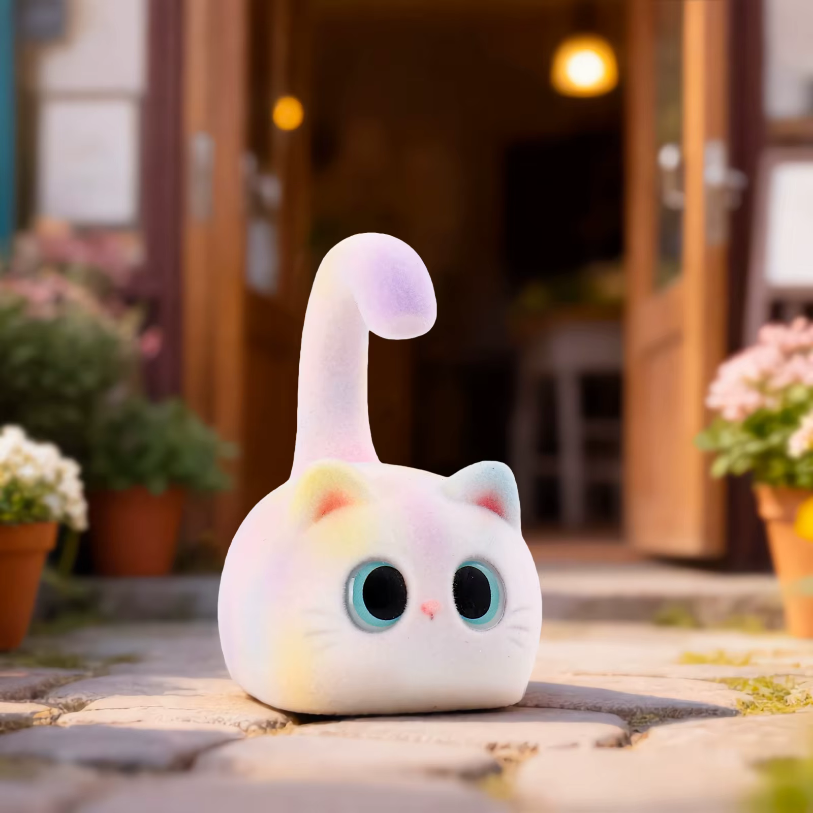 Honey Cat Blind Box Cartoon Flocked Toy Creative Desktop Ornament Trendy Fashion Collectible Figurine Surprise Gift Home Decor