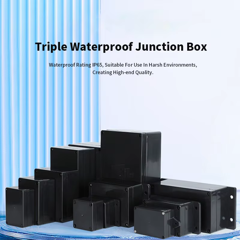 Boîtier de jonction triple étanche en plastique ABS noir