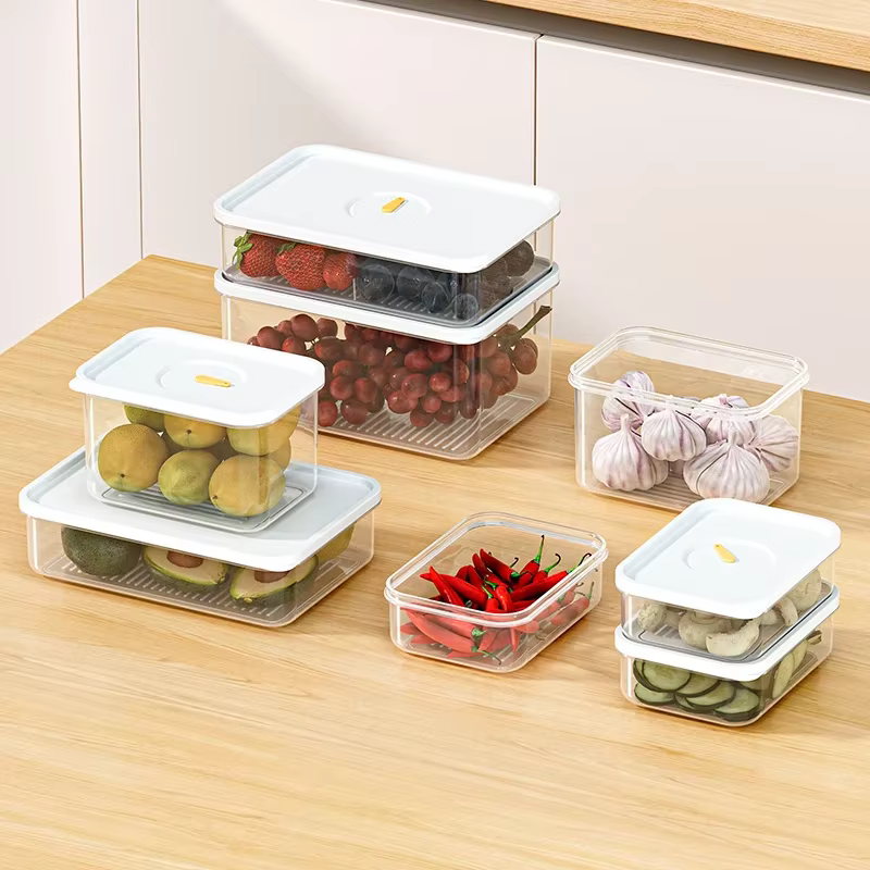 Transparent 950ML réfrigérateur stocke bac à légumes aliments frais fruits conteneur en plastique micro-ondable Bento