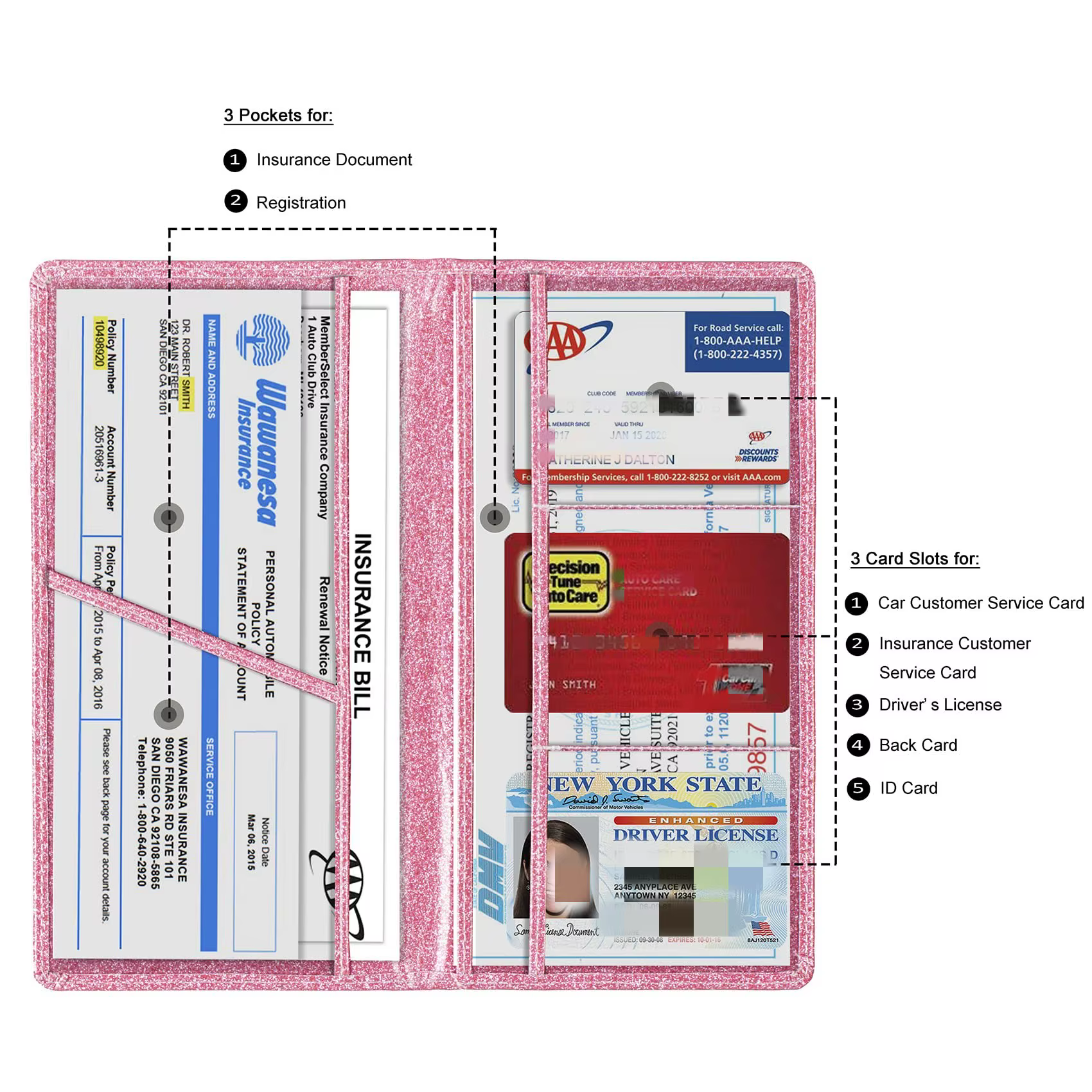 Porte-cartes d'immatriculation et d'assurance automobile
