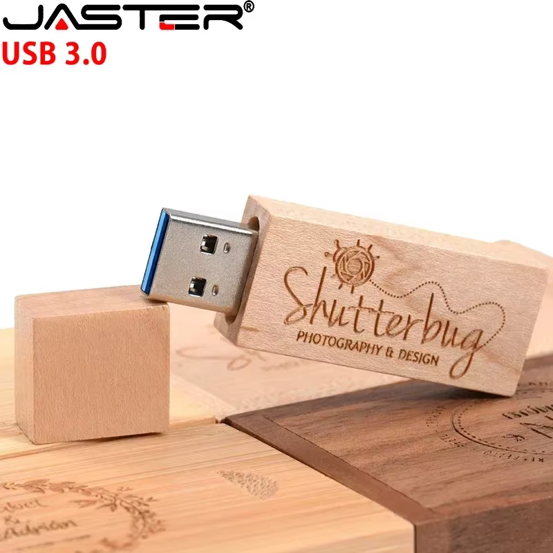 10 PCS LOT USB 3.0 LOGO personnalisé gratuit USB en bois avec boîte clé USB clé USB 4GB 8GB 16GB 32GB 64GB clé mémoire pour cadeau