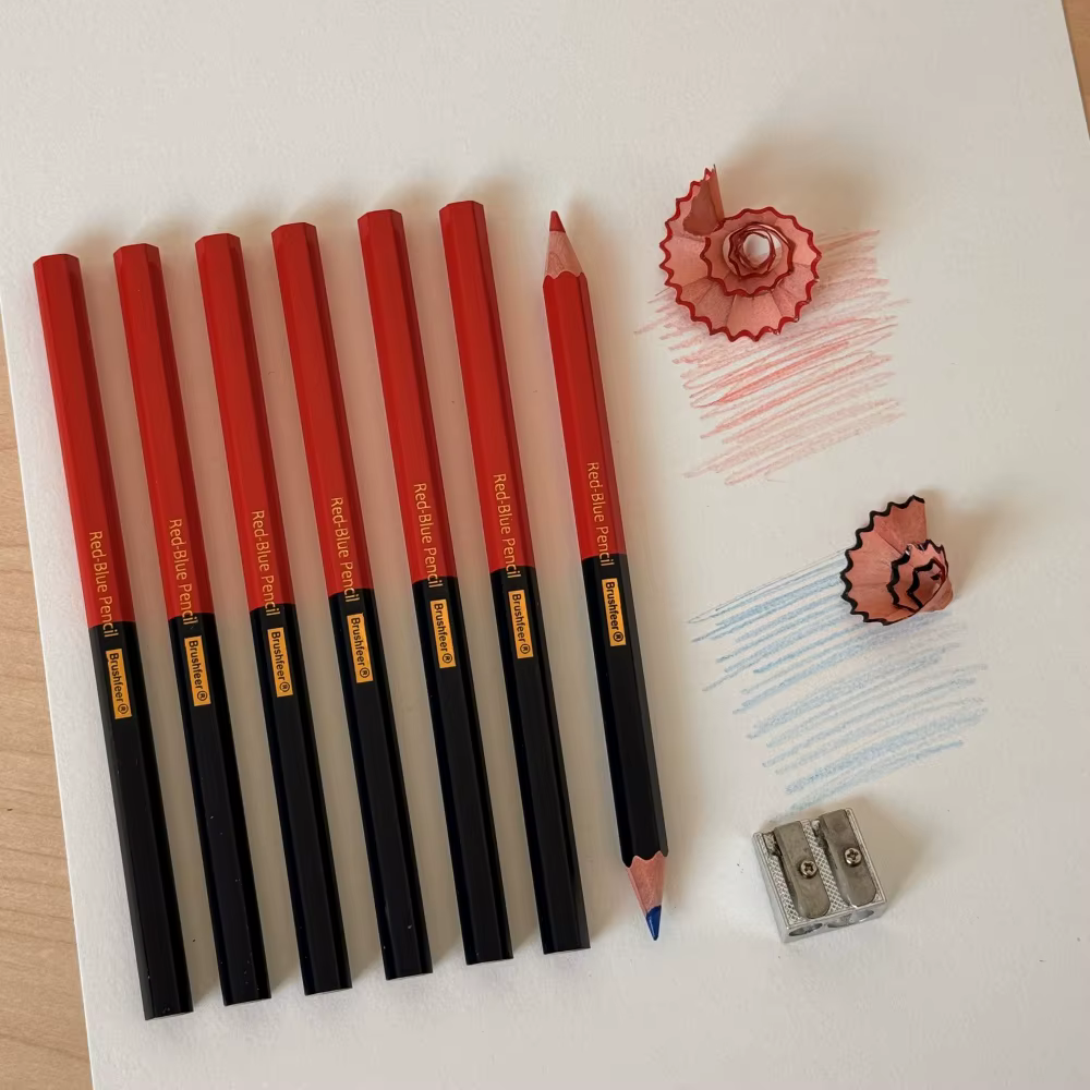Crayons de charpentier ergonomiques rouges et bleus – Outils de marquage de construction en bois durables pour les