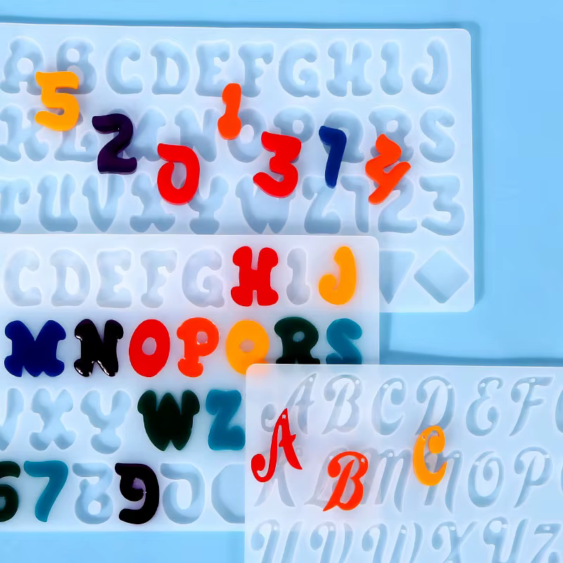 Alphabet anglais A-Z résine époxy Silicone moule lettre 0-9 numéro porte-clés boucle d'oreille pendentif bricolage