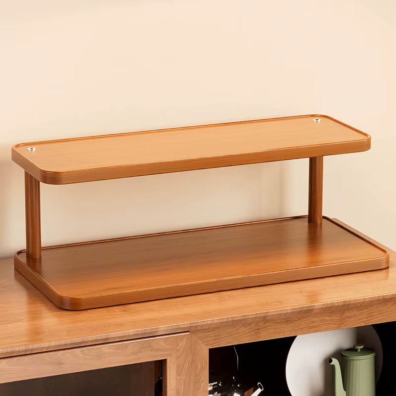 Support de rangement polyvalent en bois à 2 niveaux pour cuisine et salle de thé