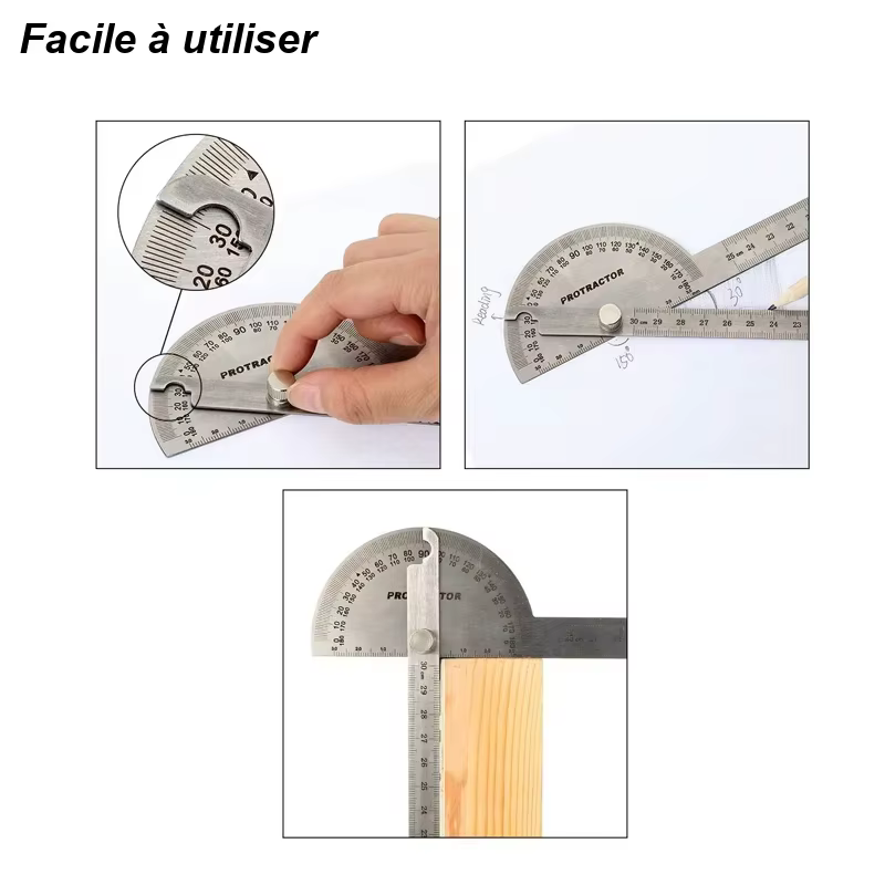 Règle de mesure d'angle en acier inoxydable